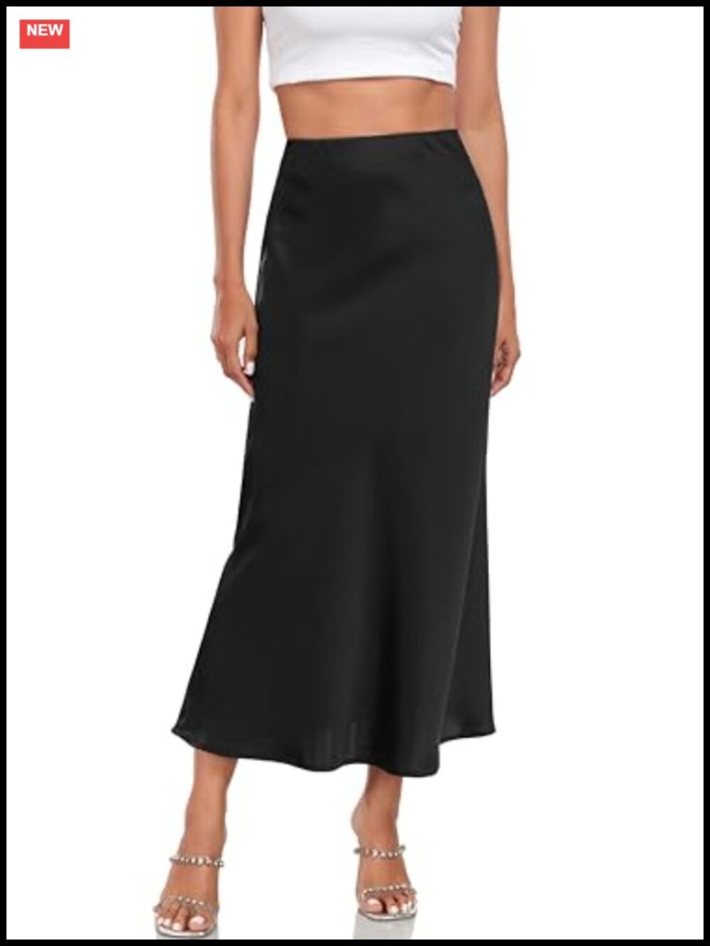 Silk Satin Maxi Skirt High Waist Pull-On A-Line Fishtail Long Skirt